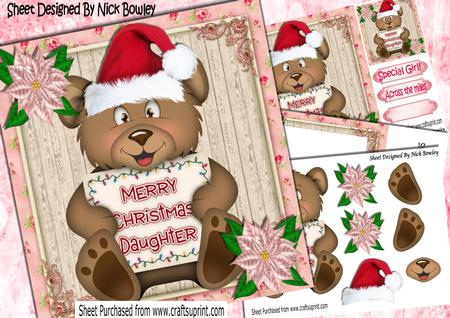 Lovely Santa Bear in Hat with Poinsettias for Daughter Kit