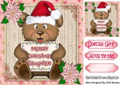 Daughters Christmas, a Cute Teddy Bear 8x8