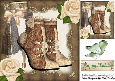 Pretty Lace Brown & Cream Steampunk Boots 8x8