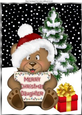 Cute Teddy in Santa Hat for Daughter A4