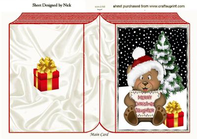 Cute Teddy in Santa Hat for Daughter Folded Book