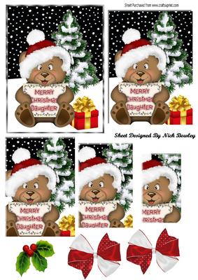 Lovely Santa Teddy in the Snow for Daughter Pyramids