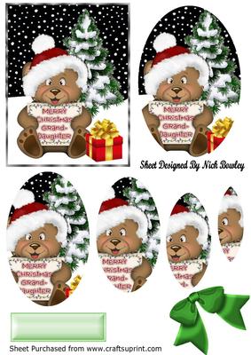 Santa Teddy in Snow for Grand-daughter Ovalpyramids