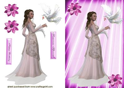 Beautiful Lady in Pink Gown with Dove