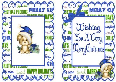 Cute Puppy in Blue Santa Hat with Pressie A5 Insert