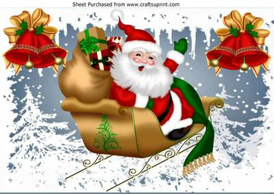 Santa in His Sleigh with Bells Ho! Ho! Ho! A4