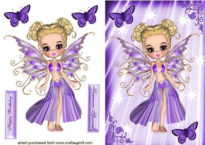 Pretty Little Faerie in Purple with Butterflies