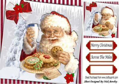 Jolly Santa with His Milk and Cookies with Snow Tree 8x8