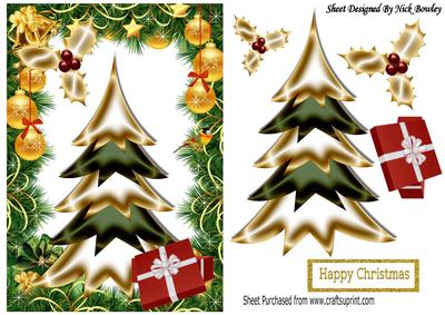 Lovely Gold and Green Christmas Tree,with Gold Baubles