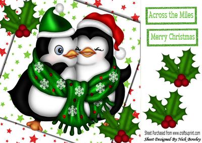 Cuddle Up Penguins with Holly and Stars 8x8