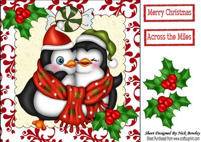Cute Penguins in Sweet Frame with Holly 8x8