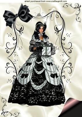 Elegant Lady in Black/white Gown A4 Topper