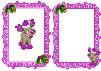 Little Reindeer in Pink with Holly A5 Insert