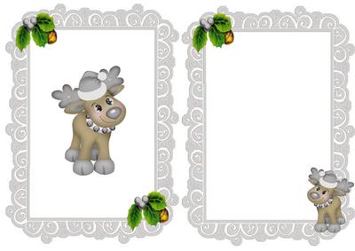 Little Reindeer in Silver with Holly A5 Insert