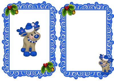 Little Reindeer in Blue with Holly A5 Insert