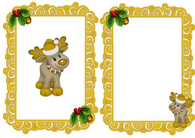 Little Reindeer in Gold with Holly A5 Insert