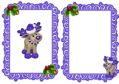Little Reindeer in Purple with Holly A5 Insert