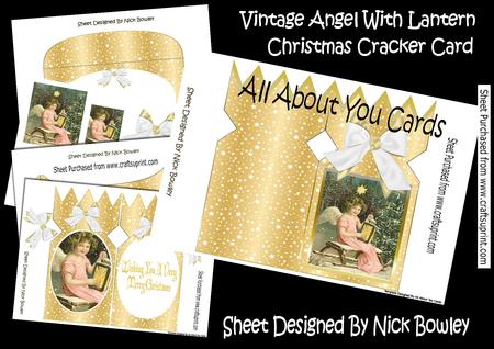Vintage Angel with Lantern Christmas Cracker Card Kit