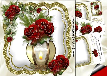 Beautiful Winter Red Rose in Candle in Glitter Frame 8x8 Kit