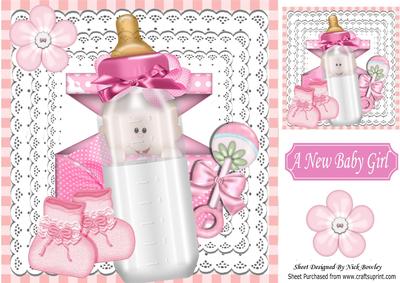Peek a Boo Baby Girl Looking Through Bottle 8x8