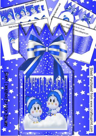 Little Blue Birds in Hats and Scarfs Cracker Card Kit