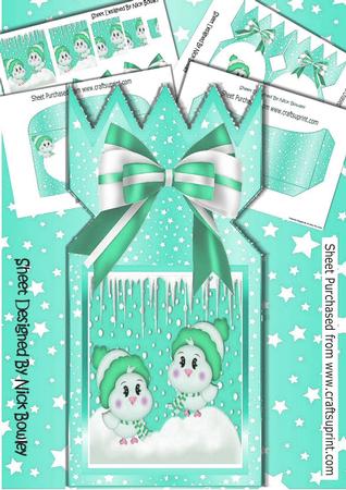 Little Birds in Turq Hats and Scarfs Cracker Card Kit