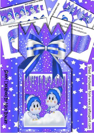 Little Birds in Rainbow Purple Hats/scarf Cracker Card Kit