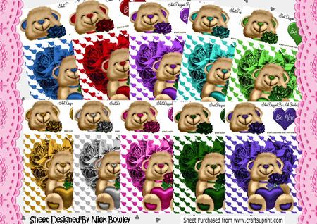 10 8x8 Lovely Teddies with Hearts and Roses Bumper Kit