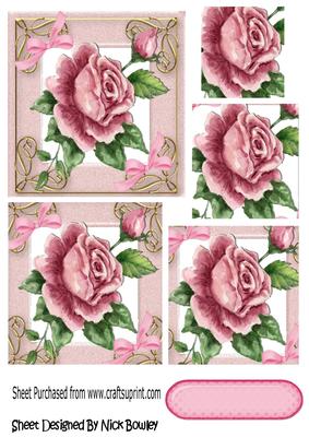 Pretty Pink Painted Victorian Roses Square Pyramids