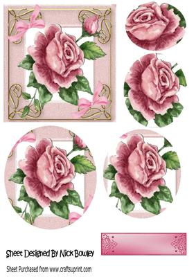 Pretty Pink Painted Victorian Roses Oval Pyramids