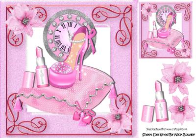 Clock Strikes Midnight! Princess Pink Shoe on a Cushion 8x8