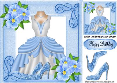 Pretty Blue Princess Dress with Lace Shoes and Flowers 8x8