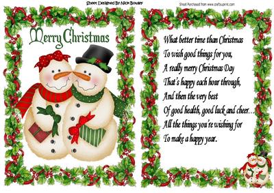 Lovely Mr & Mrs Snowman in Holly and Berry Frame