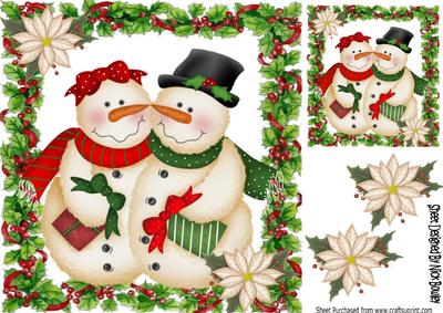 Lovely Mr & Mrs Snowman in Holly and Berry 8x8 Frame