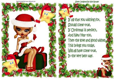 Cute Girl in Santa Suit with Stars in Holly Frame