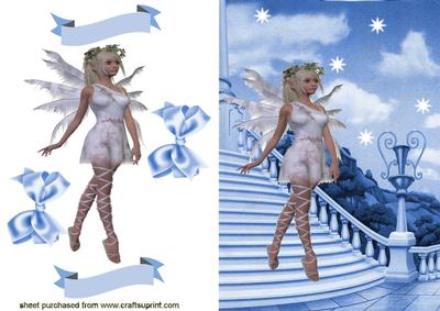 Pretty Faerie in White on the Staircase