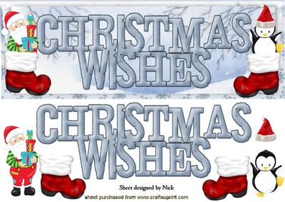 Santa and Penguin with "christmas Wishes" Dl