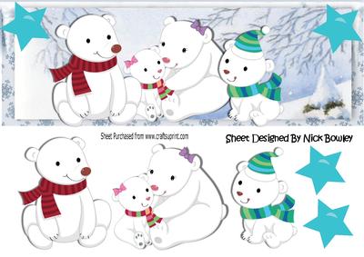 Cute Family of Polar Bears in the Snow Dl