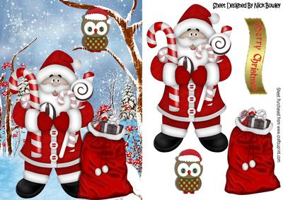 Santa with Lots of Goodies for Christmas in the Snow