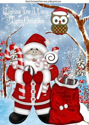 Santa with Lots of Goodies for Christmas in the Snow A4