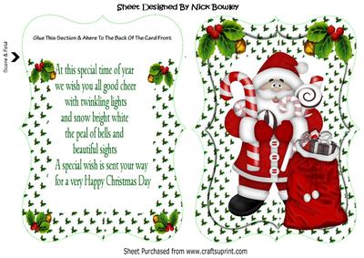 Lovely Santa with Lots of Goodies for Christmas Bracket Card
