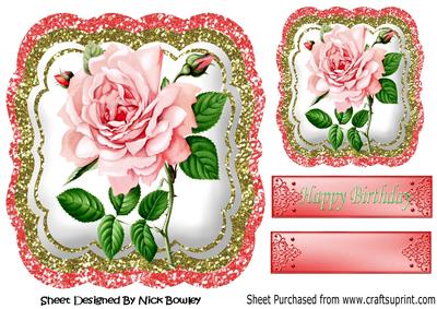Pretty Pink Roses in Glitter Frame 8x8