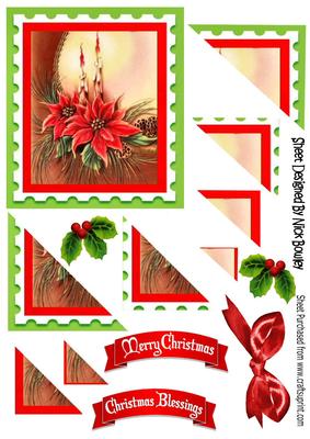 Lovely Candle and Poinsettias Side Stacker Pyramids