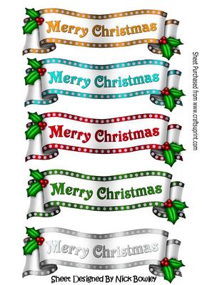 Christmas Holly with Berries Coloured Tags/banners