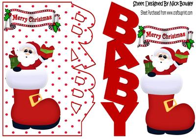 Santa in His Stocking Over the Edge for Baby