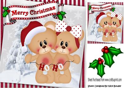Marshmallow and Honey Christmas Bears 8x8