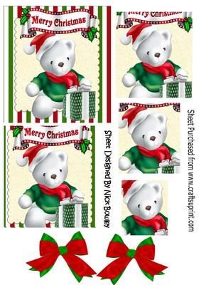 Cute White Bear in Santa Hat with Presents Pyramids