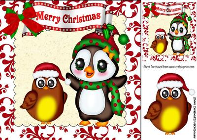 Cute Penguin and Owl , Snow Friends 8x8