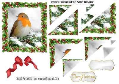 Robin Red Breast in Holly Frame Side Stacker Pyramids