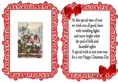 Vintage Snow Scene of Robins A5 Insert with Verse